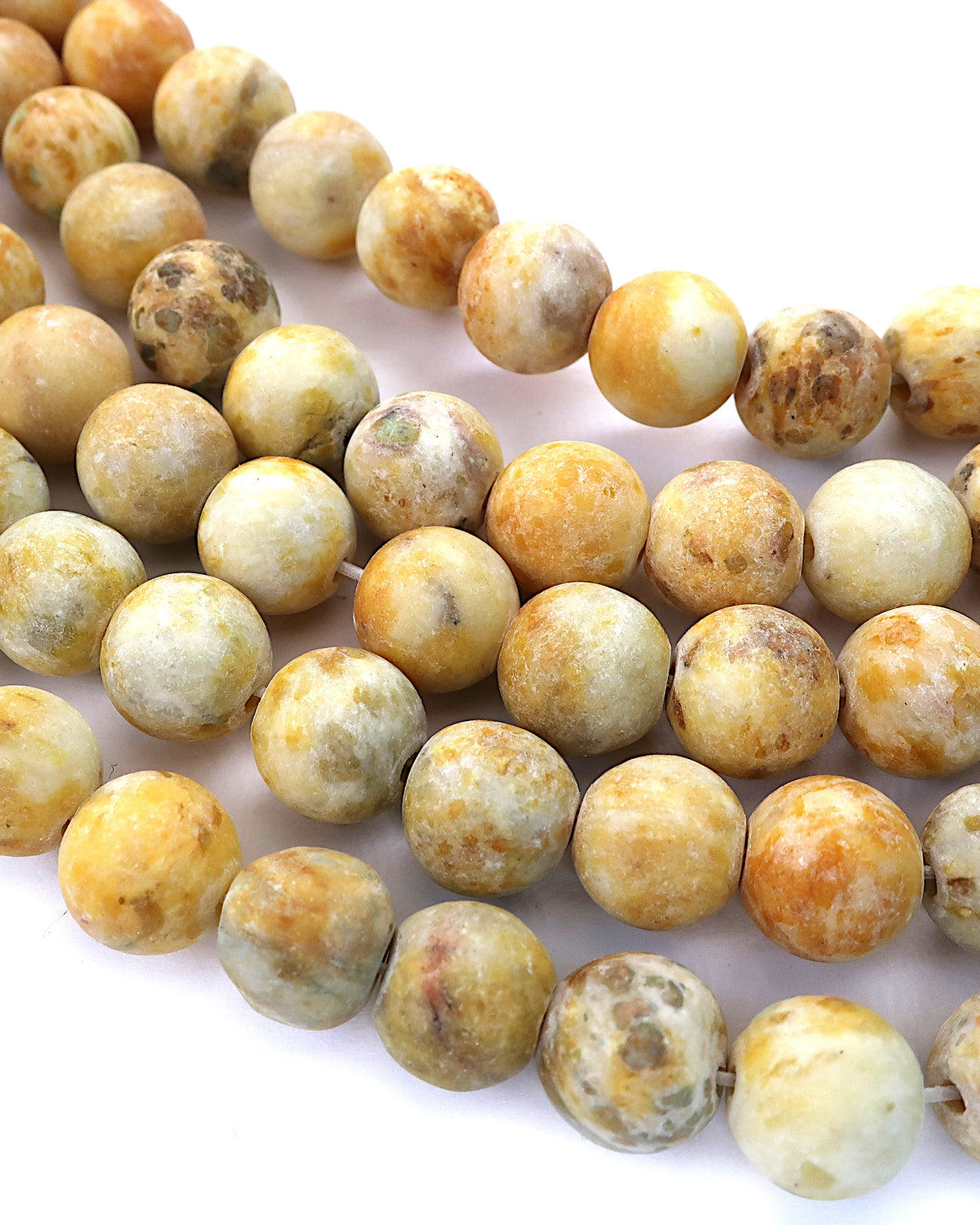 8mm · Frosted · Yellow Crazy Agate · round beads · 15"