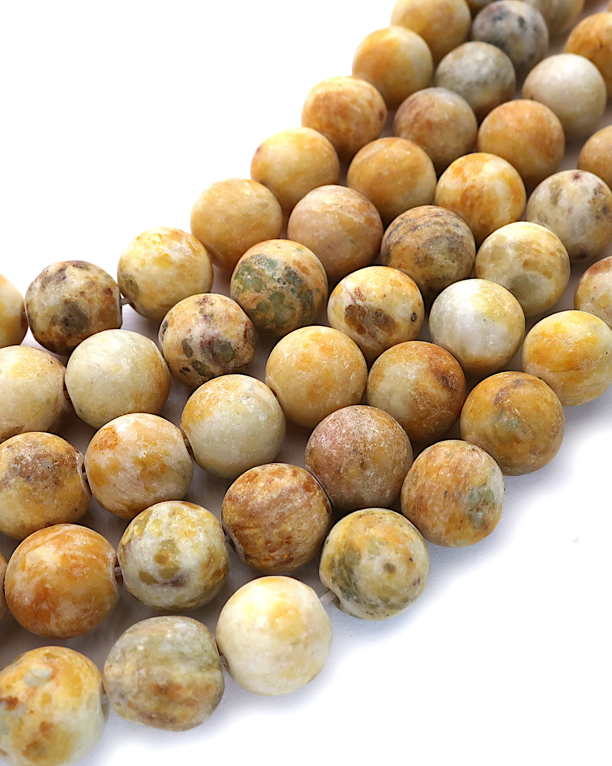 8mm · Frosted · Yellow Crazy Agate · round beads · 15"