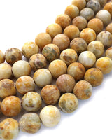 8mm · Frosted · Yellow Crazy Agate · round beads · 15"