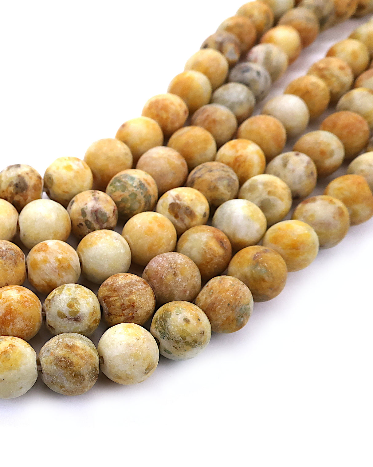 8mm · Frosted · Yellow Crazy Agate · round beads · 15"