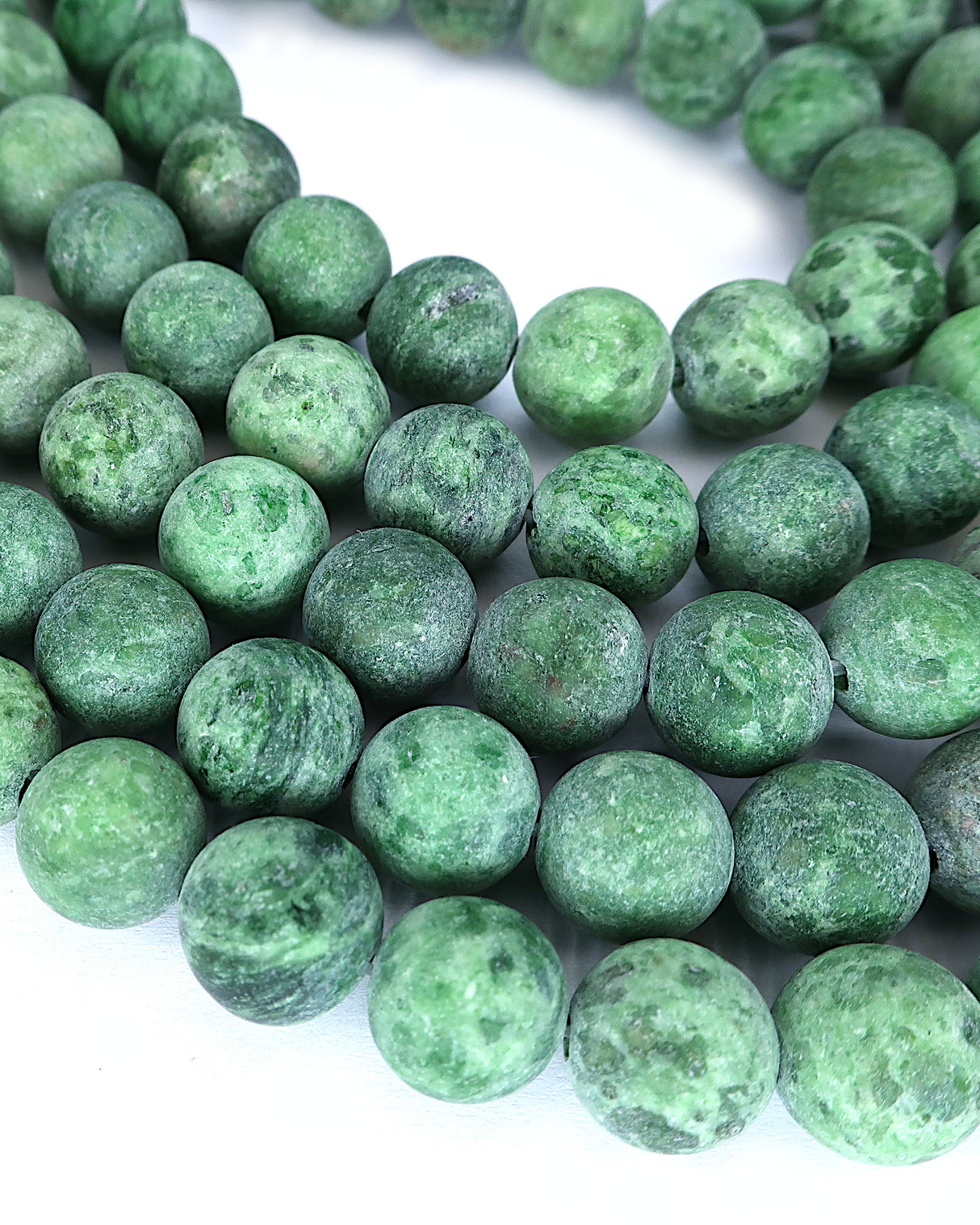8mm · Frosted · Green Crazy Agate · round beads · 15" (Copy)