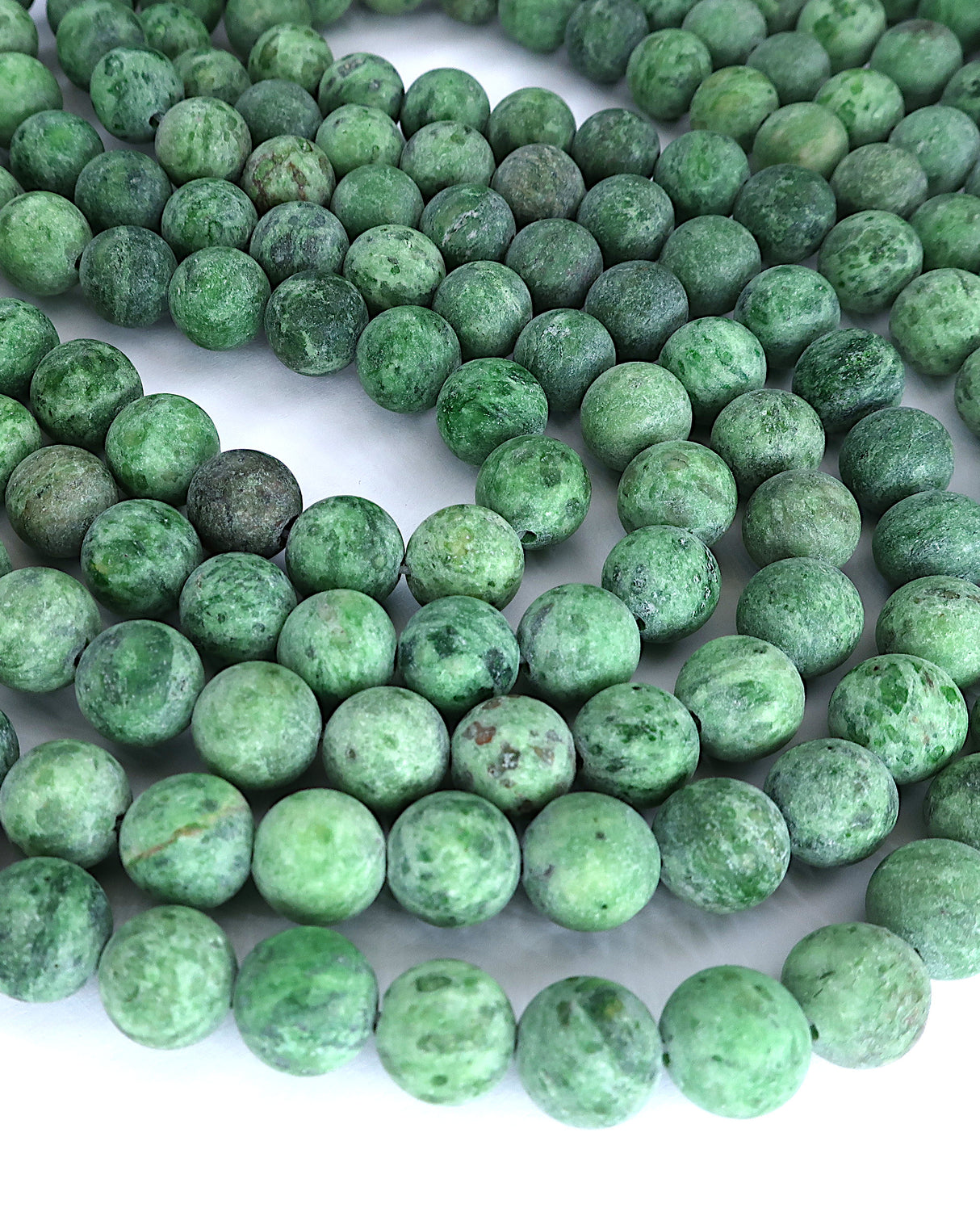 8mm · Frosted · Green Crazy Agate · round beads · 15" (Copy)
