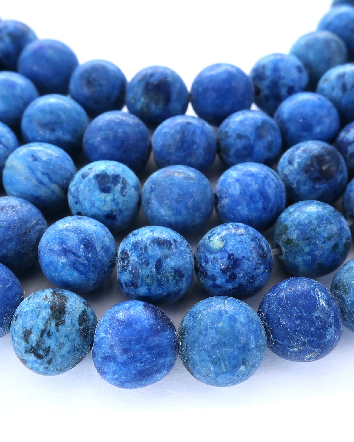 8mm · Frosted · Dark Blue Crazy Agate · round beads · 15"
