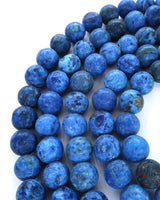 8mm · Frosted · Dark Blue Crazy Agate · round beads · 15"