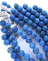 8mm · Frosted · Dark Blue Crazy Agate · round beads · 15"