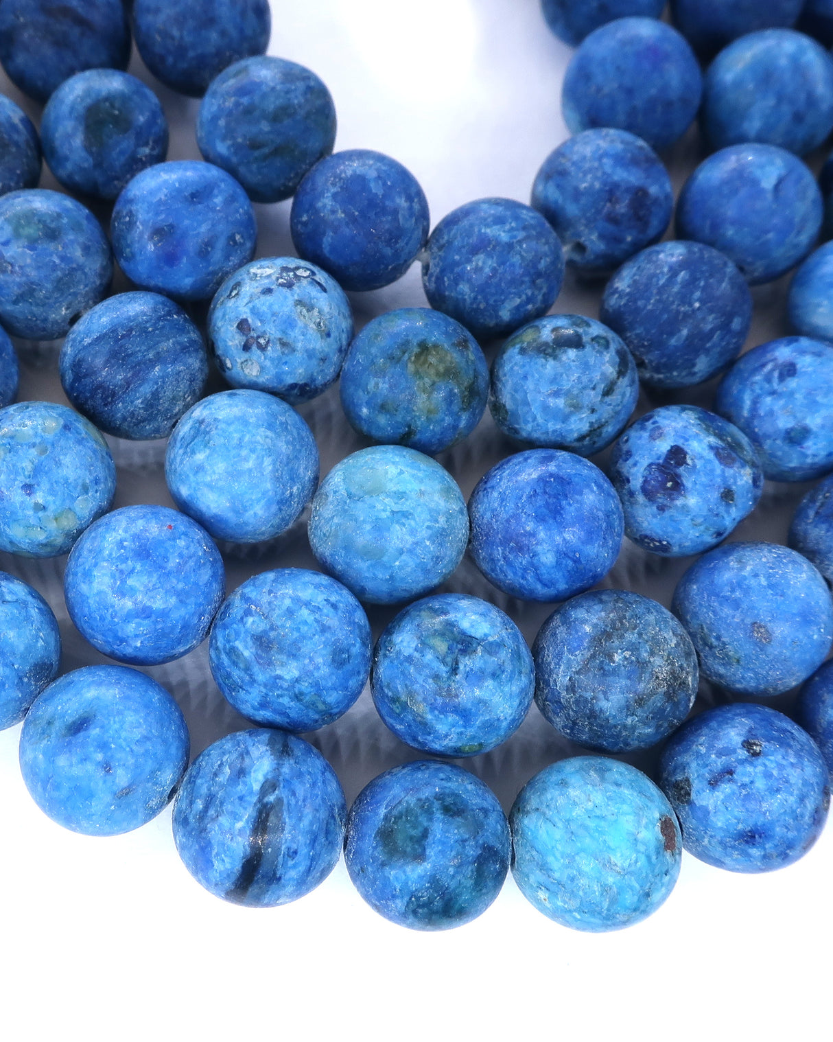 8mm · Frosted · Dark Blue Crazy Agate · round beads · 15"