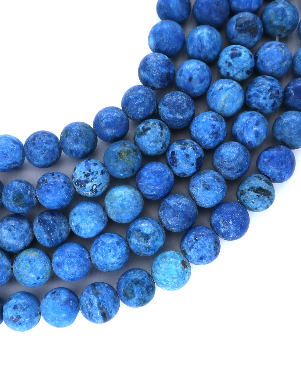 8mm · Frosted · Dark Blue Crazy Agate · round beads · 15"