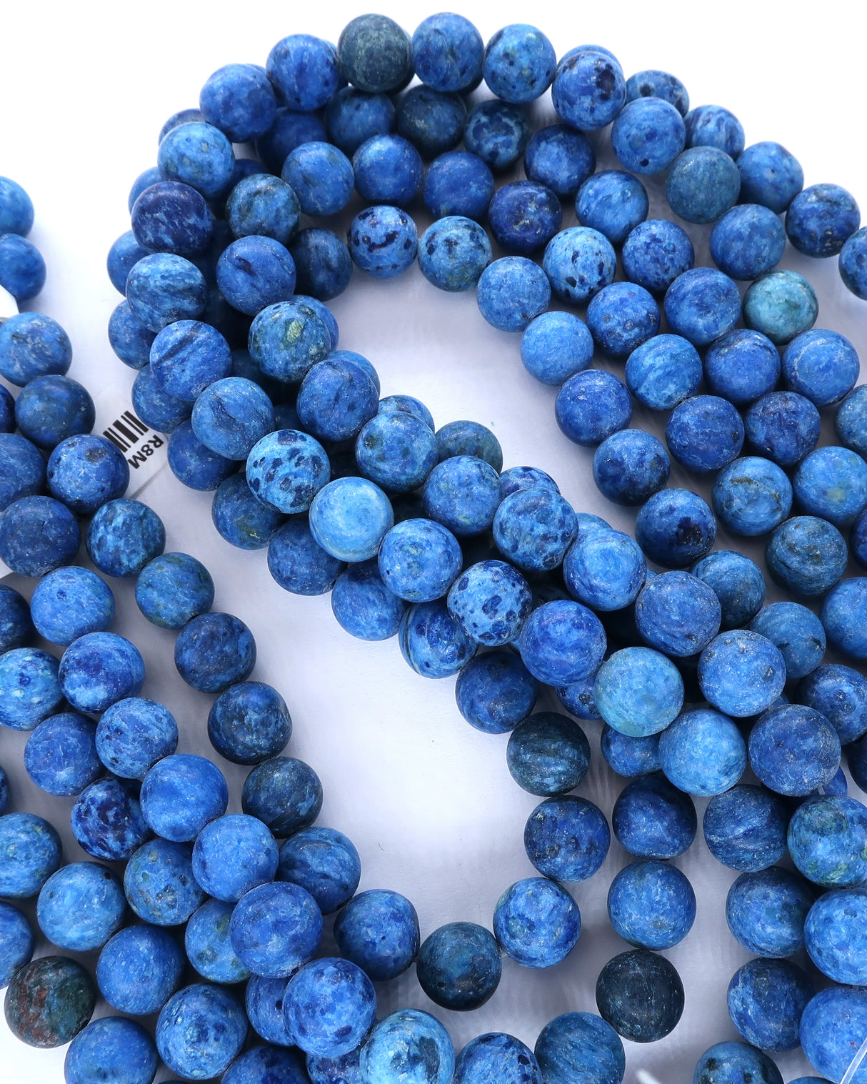 8mm · Frosted · Dark Blue Crazy Agate · round beads · 15"