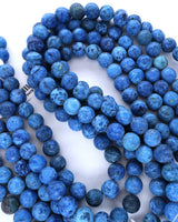 8mm · Frosted · Dark Blue Crazy Agate · round beads · 15"