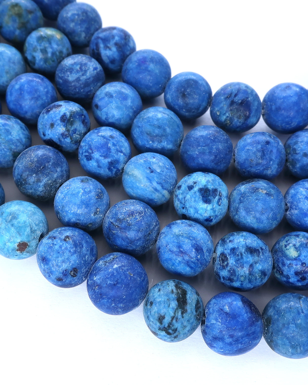 8mm · Frosted · Dark Blue Crazy Agate · round beads · 15"