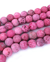 8mm · Frosted · Pink Crazy Agate · round beads · 15"