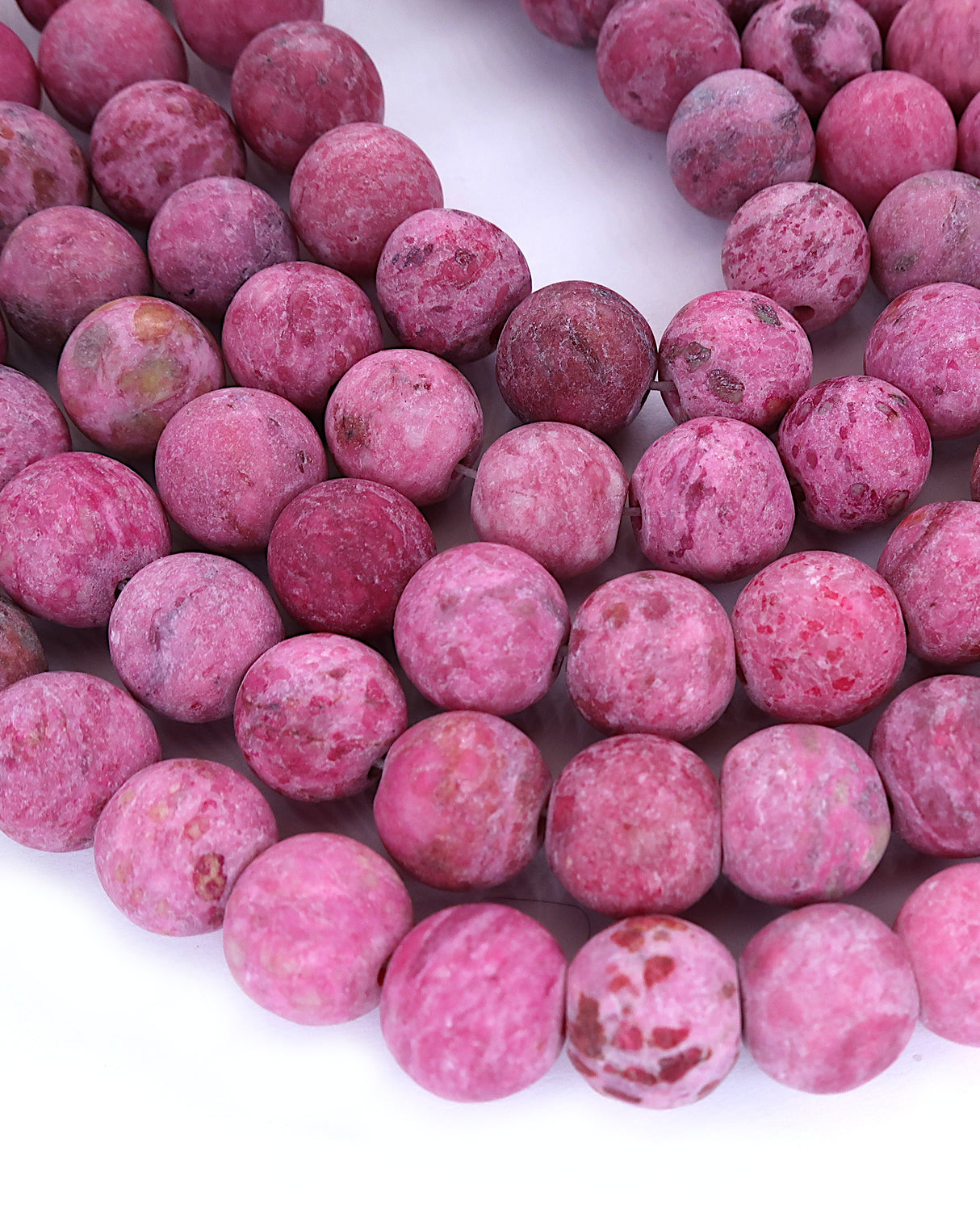 8mm · Frosted · Pink Crazy Agate · round beads · 15"
