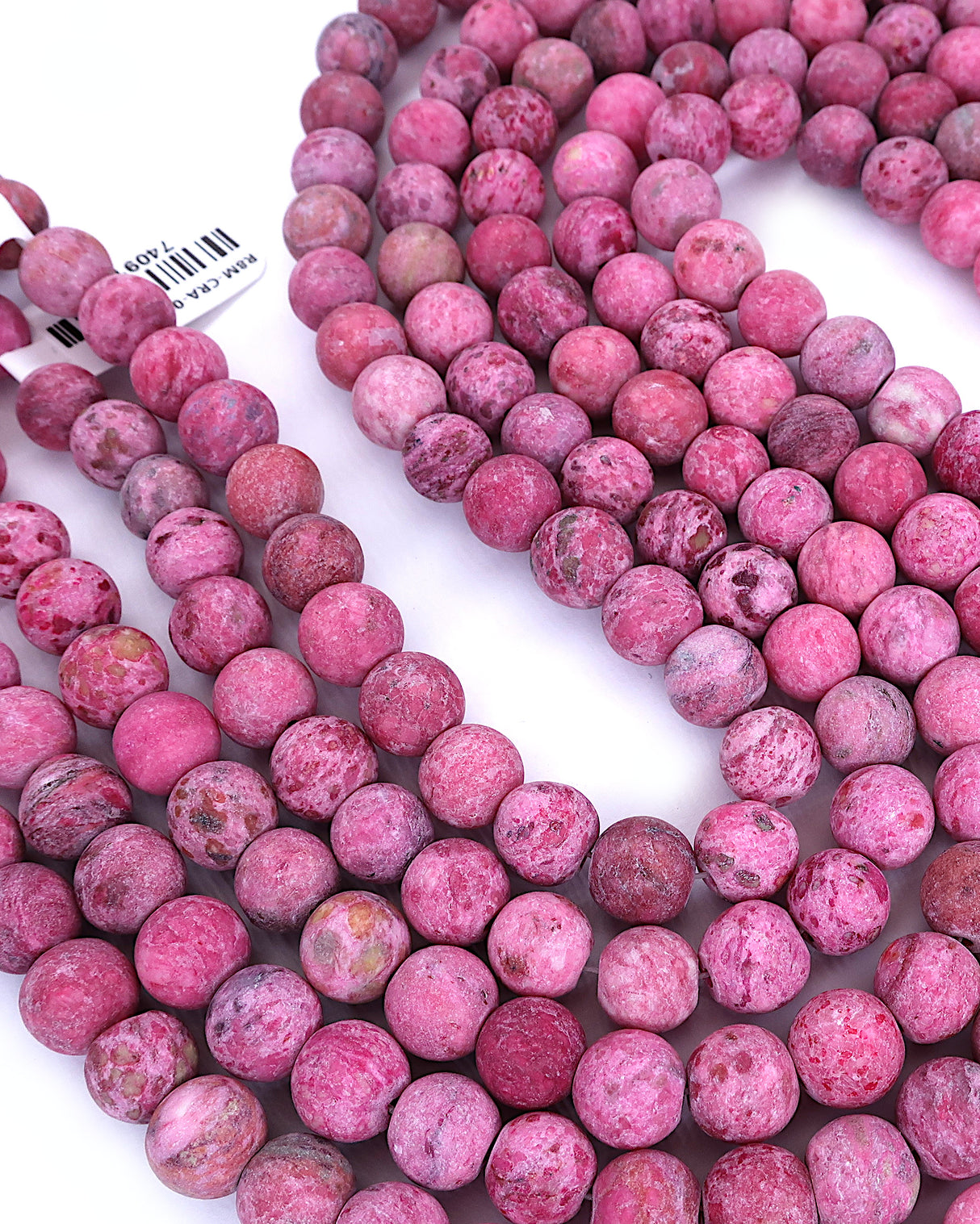 8mm · Frosted · Pink Crazy Agate · round beads · 15"