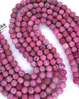 8mm · Frosted · Pink Crazy Agate · round beads · 15"