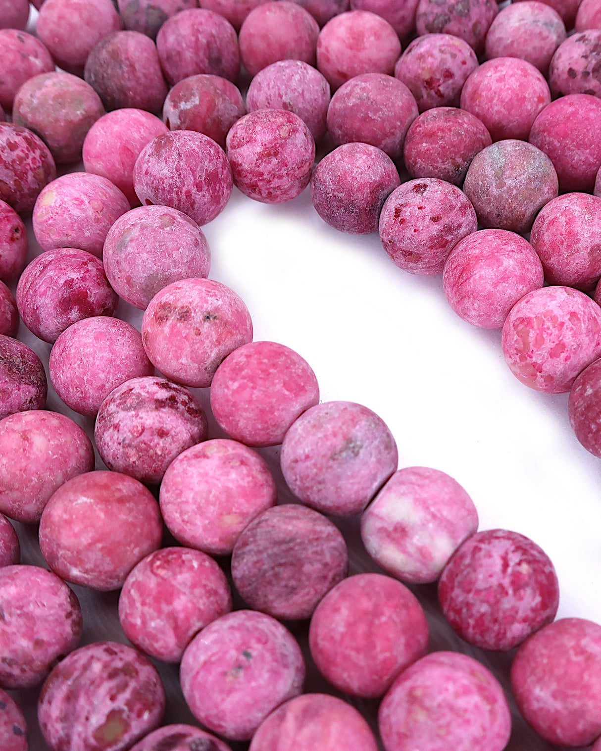 8mm · Frosted · Pink Crazy Agate · round beads · 15"
