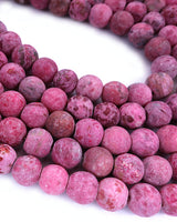 8mm · Frosted · Pink Crazy Agate · round beads · 15"