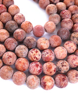8mm · Frosted · Orange Crazy Agate · round beads · 15" (Copy)