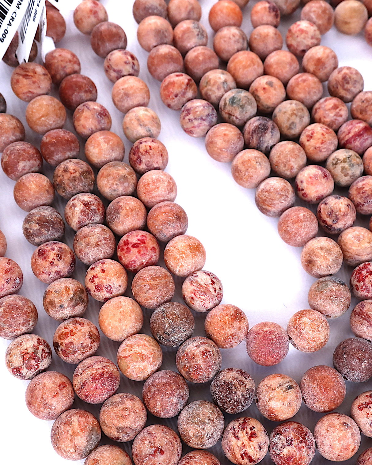 8mm · Frosted · Orange Crazy Agate · round beads · 15" (Copy)