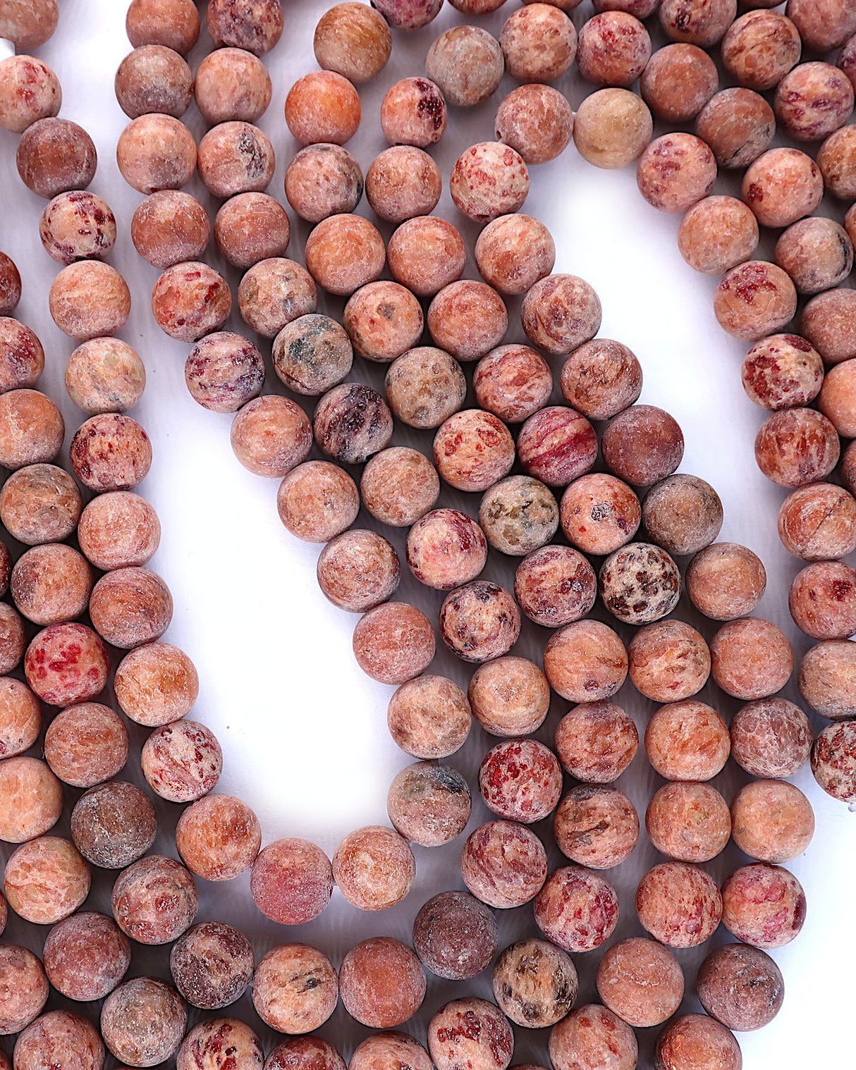 8mm · Frosted · Orange Crazy Agate · round beads · 15" (Copy)