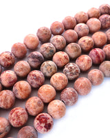 8mm · Frosted · Orange Crazy Agate · round beads · 15" (Copy)