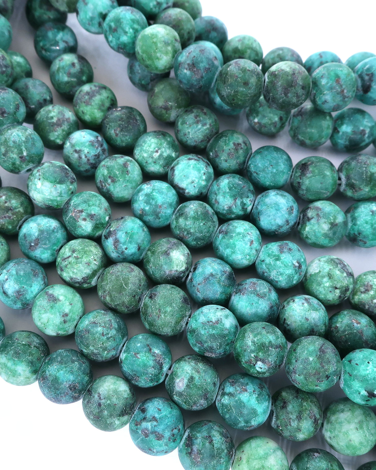 8mm · Frosted · Dark Seagreen Crazy Agate · round beads · 15"