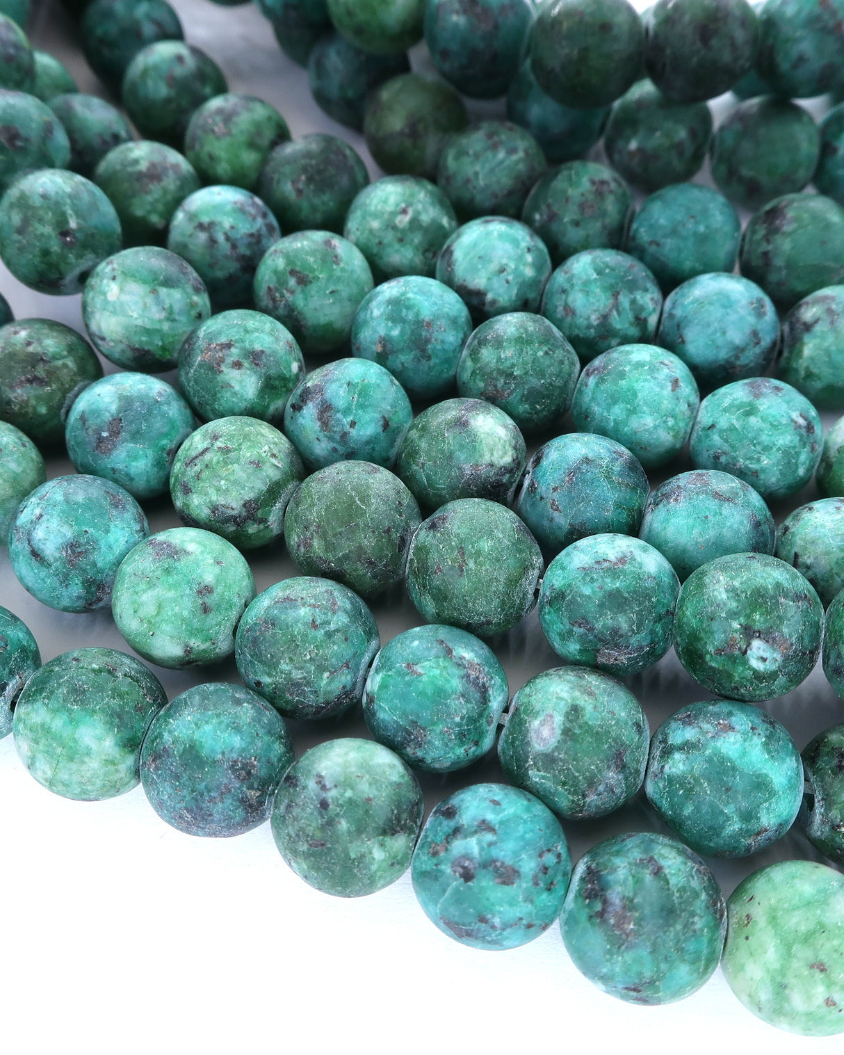 8mm · Frosted · Dark Seagreen Crazy Agate · round beads · 15"