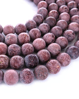 8mm · Frosted · Purple Crazy Agate · round beads · 15"