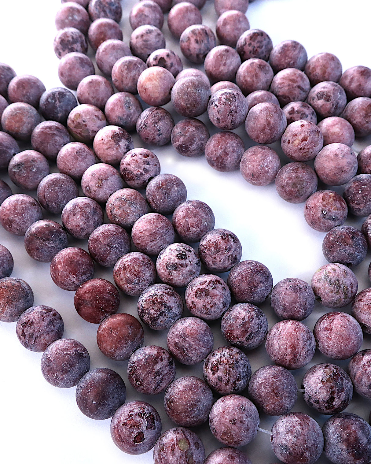 8mm · Frosted · Purple Crazy Agate · round beads · 15"