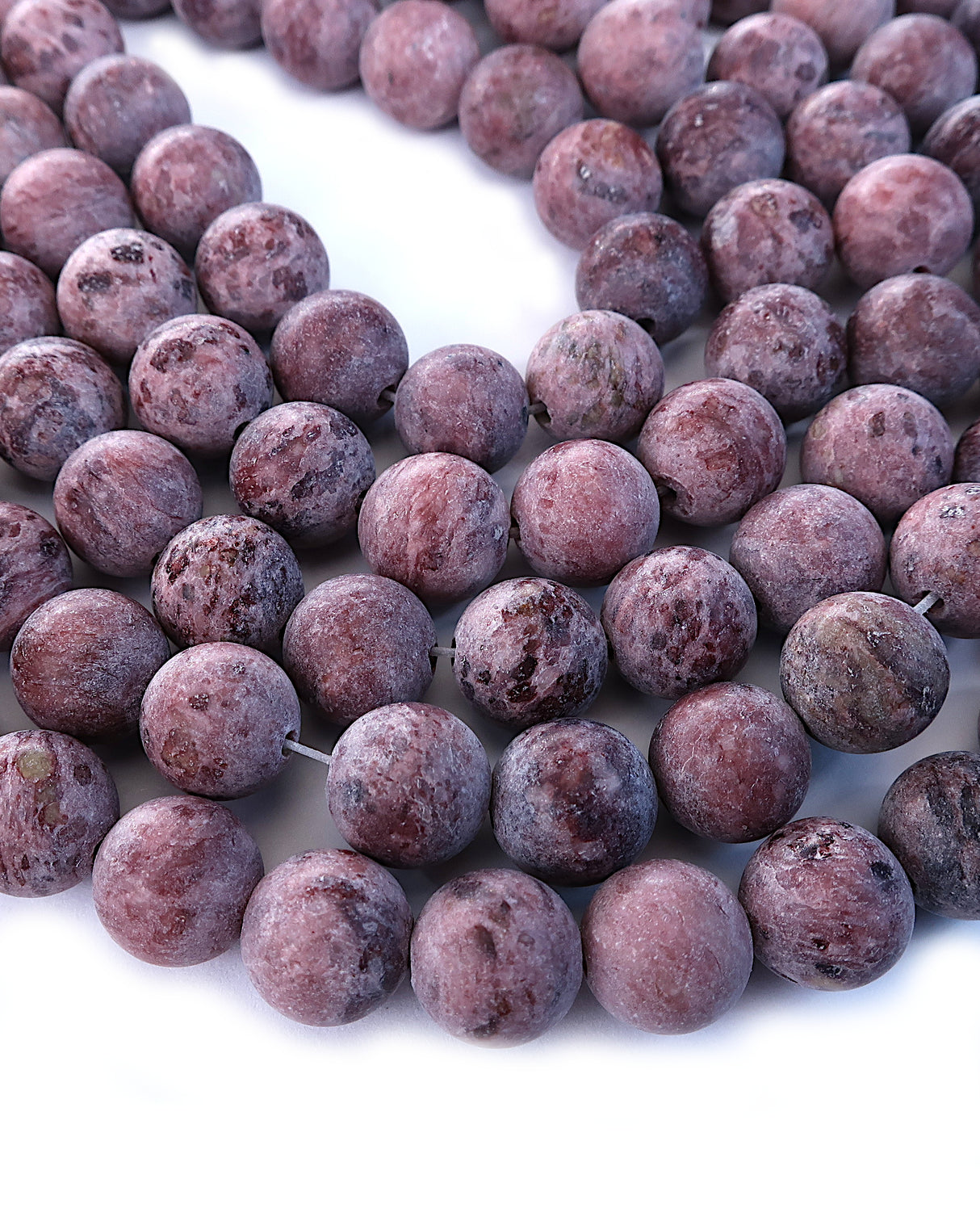 8mm · Frosted · Purple Crazy Agate · round beads · 15"