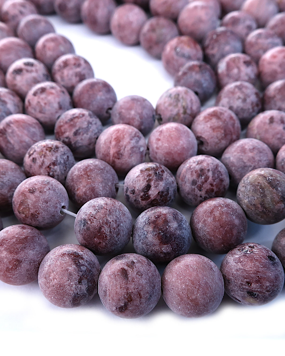 8mm · Frosted · Purple Crazy Agate · round beads · 15"