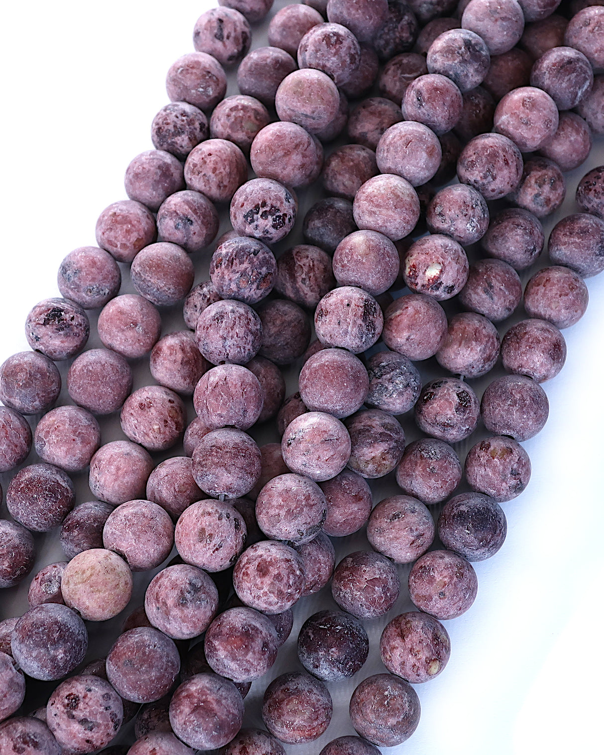 8mm · Frosted · Purple Crazy Agate · round beads · 15"