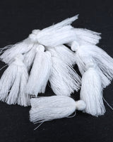 Mini White Tassels • 10 pack