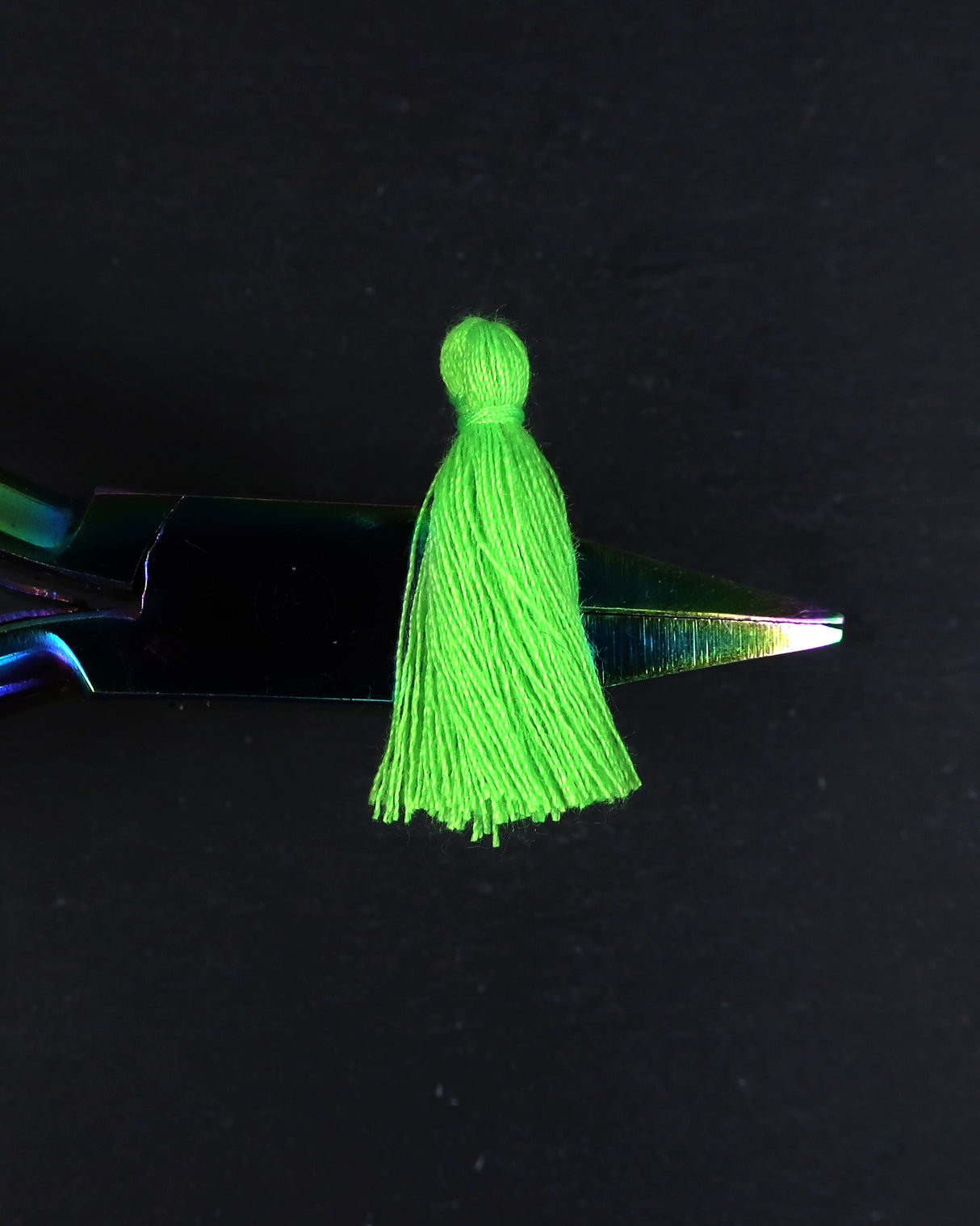 Mini Neon Green Tassels · 10 pack