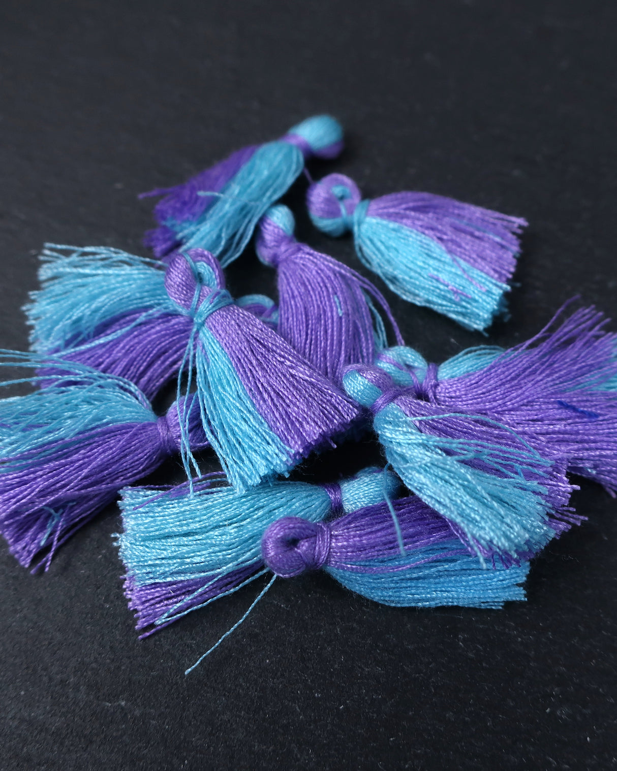 Mini Blue & Purple Duo Tassels · 10 pack