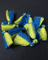 Mini Duo Neon Yellow & Blue Tassels • 10 pack