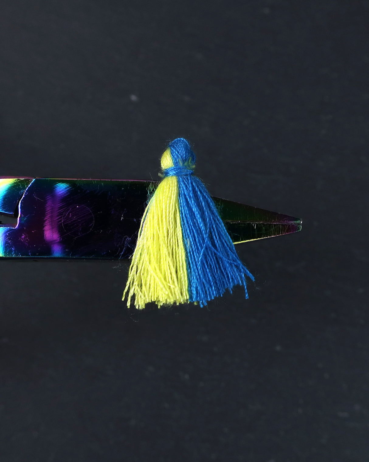 Mini Duo Neon Yellow & Blue Tassels • 10 pack