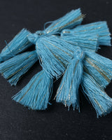 Mini Gold and Blue Tassels · 10 pack