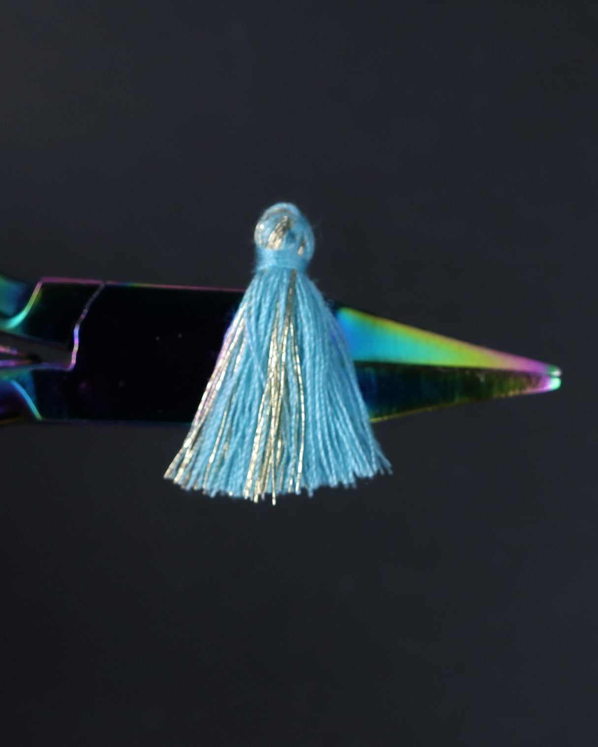 Mini Gold and Blue Tassels · 10 pack