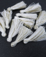 Mini Gold & White Tassels · 10 pack