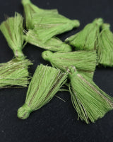 Mini Gold & Light Green Tassels • 10 pack